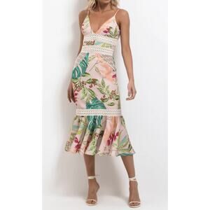Patbo's Tropicalia Fitted Midi Dress in Pink: 2/34